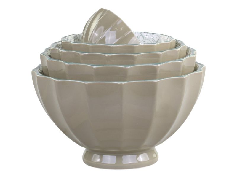 Arés Latteskål m. grønt mønster sett med 5